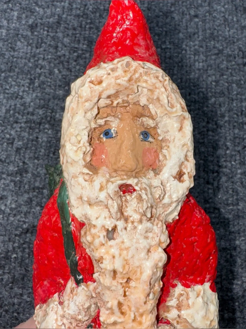 Handmade Paper Mache’ Old World Santa 8 In